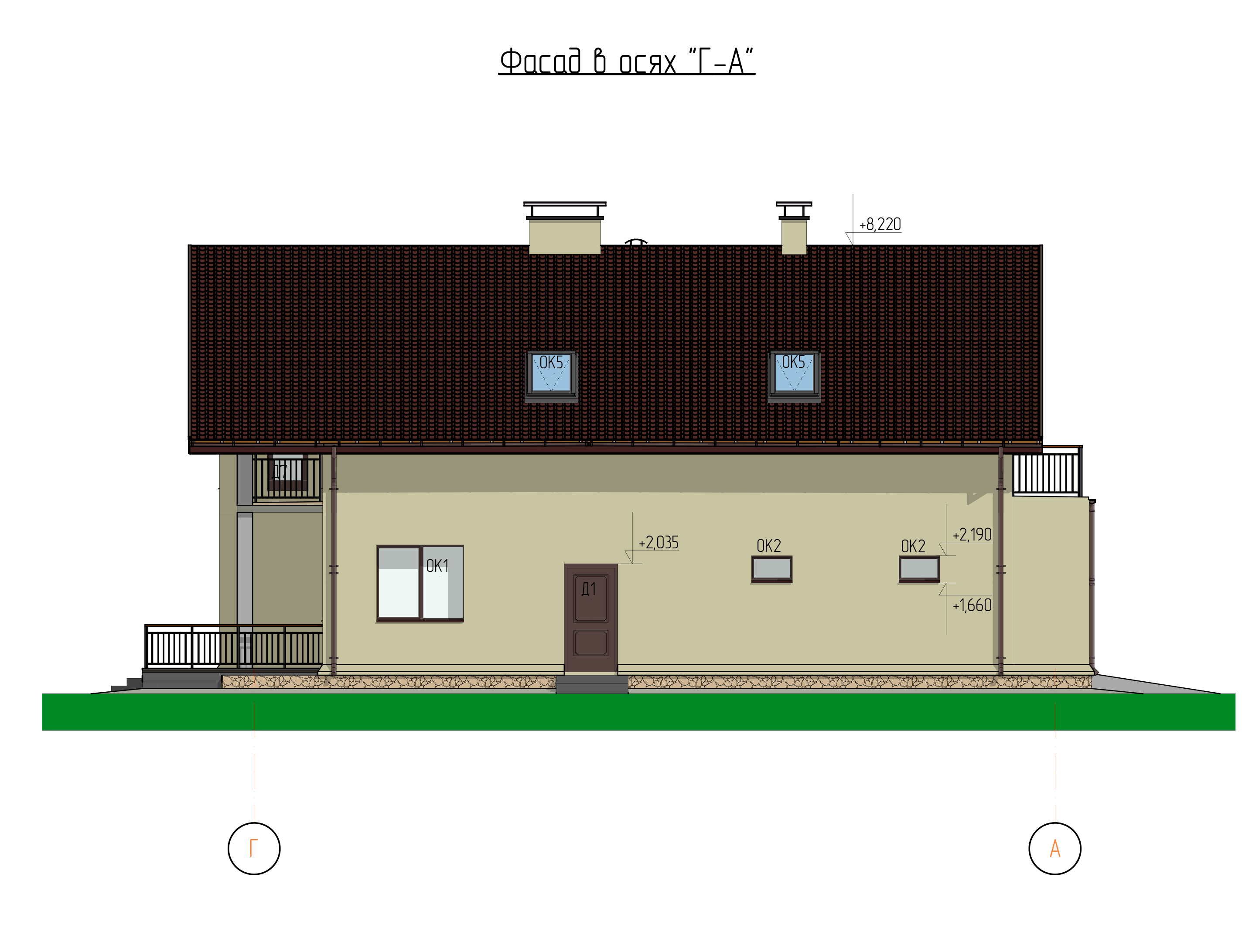 Одноэтажный жилой дом из кирпича