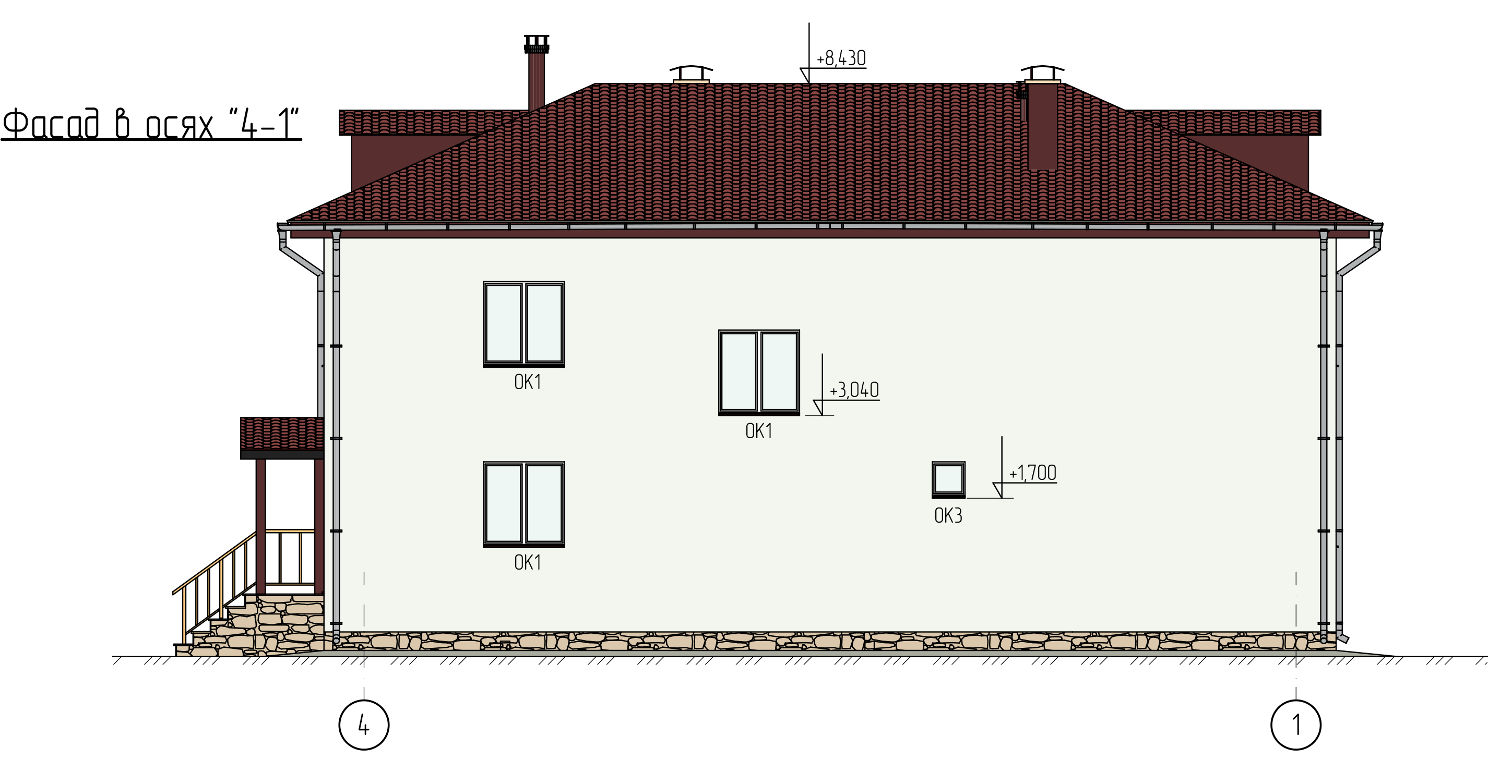 Двухэтажный жилой дом из кирпича