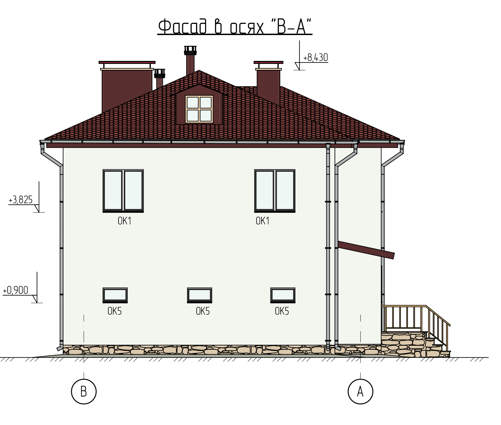 Двухэтажный жилой дом из кирпича